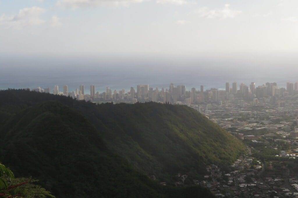 Solo hiking Mount Olympus provides a great view of Honolulu. 