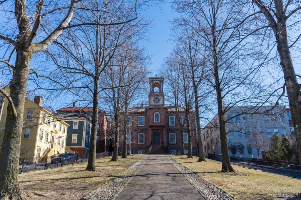 The Old Statehouse in the winter.