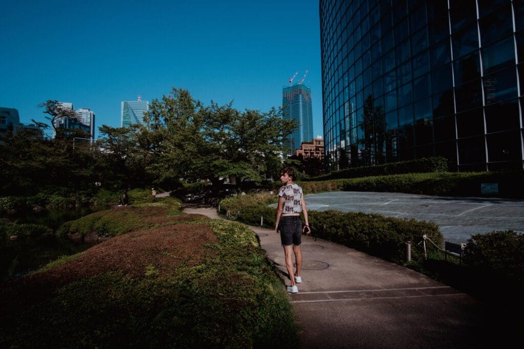 Noah takes the world walks through the Mori garden during his perfect tokyo solo travel itinerary. 