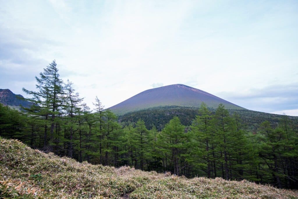 Mt. Asama in Nagano, Japan during the late afternoon. 