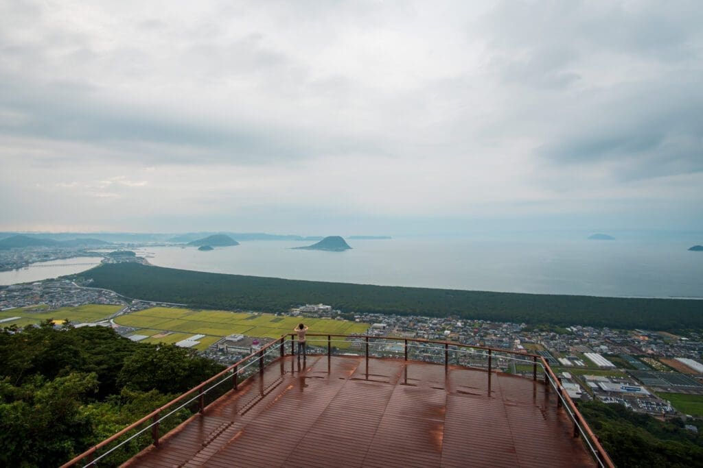 The large observation deck on top of Kagamiyama.