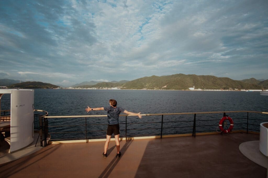 noah on a ferry in japan