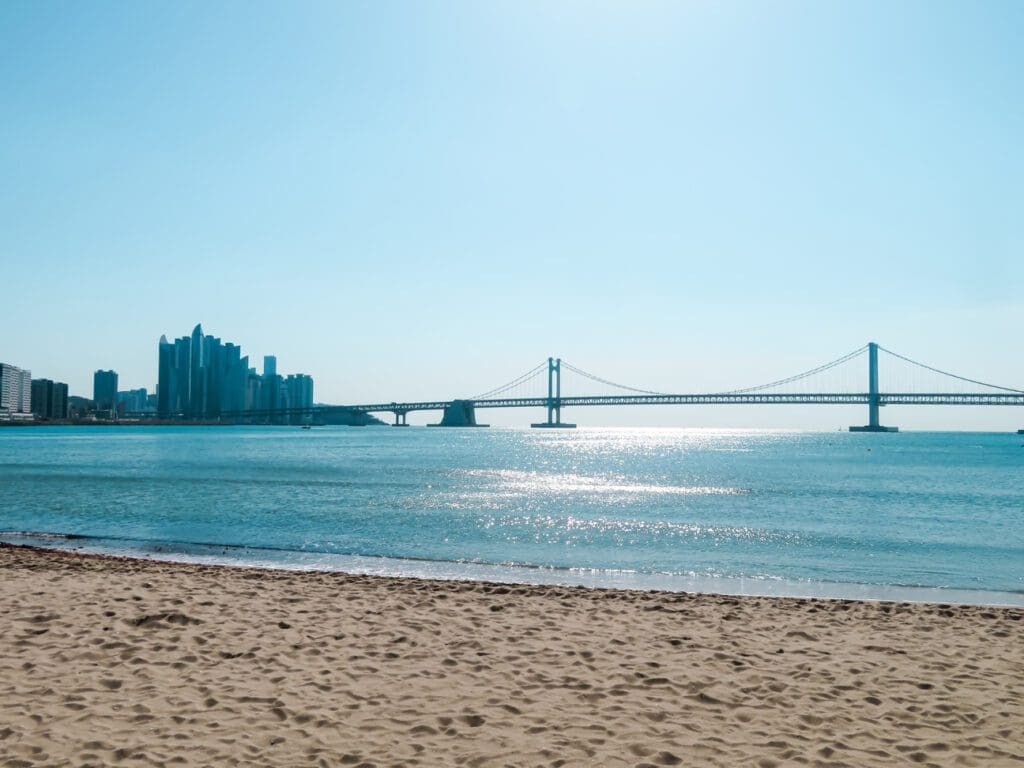 Gwangalli Beach with the Gwangan Bridge in the background