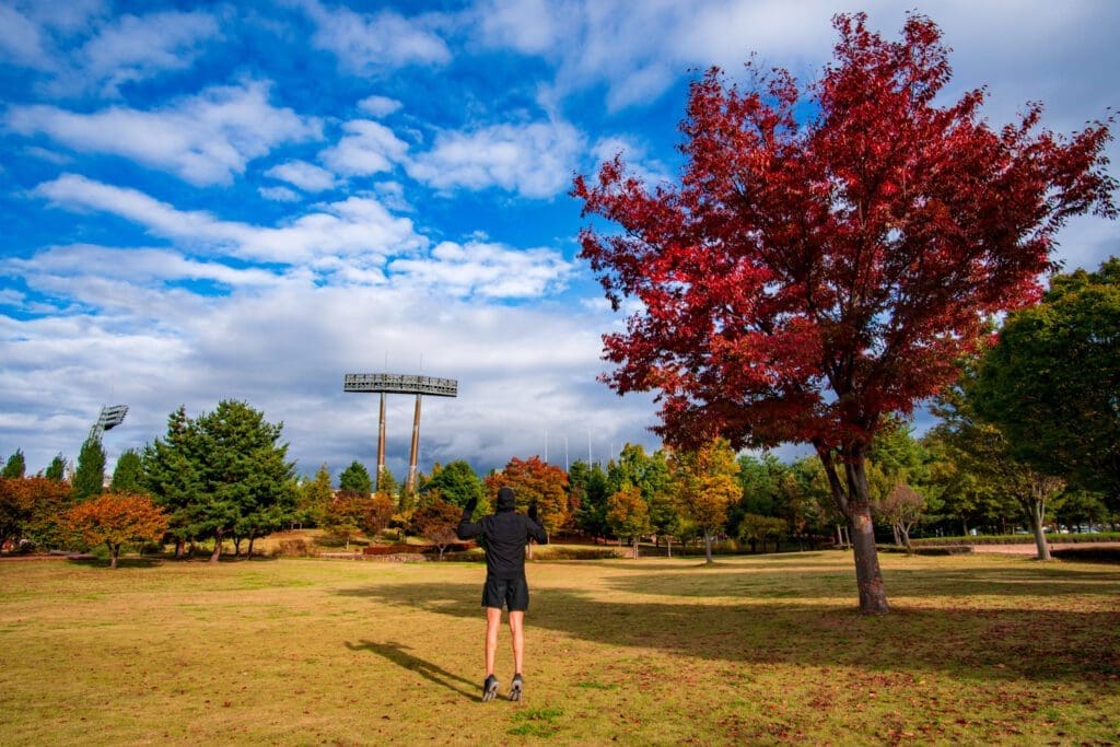 Nagano Olympic Stadium during fall