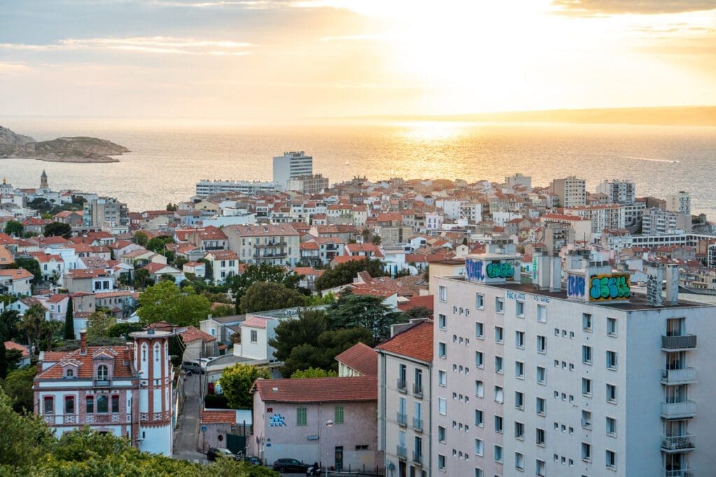 The sunset overlooking Marseille