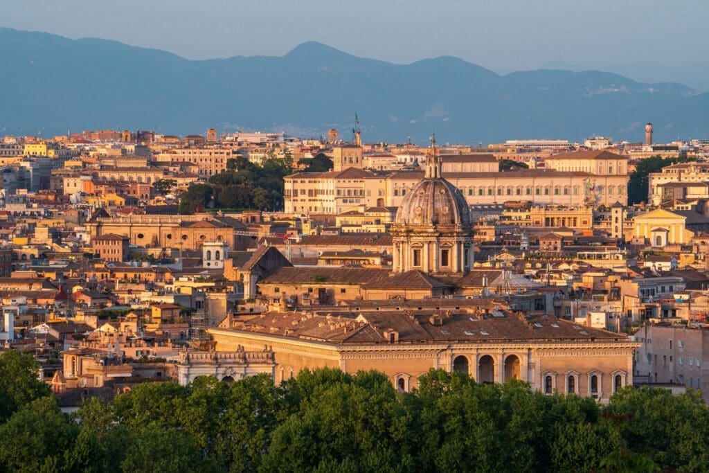 Sunset from Janiculum Hill in Rome.