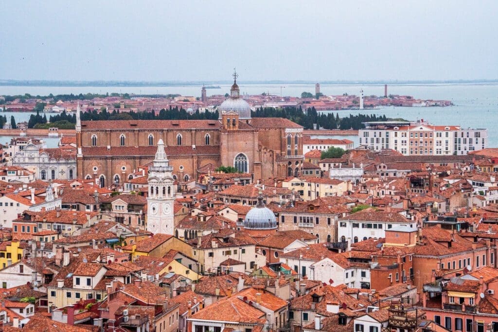 The view of Venice from the top of the St. Mark tower.