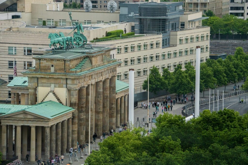 The view of the Bradenburg Gate from the Reichstag.