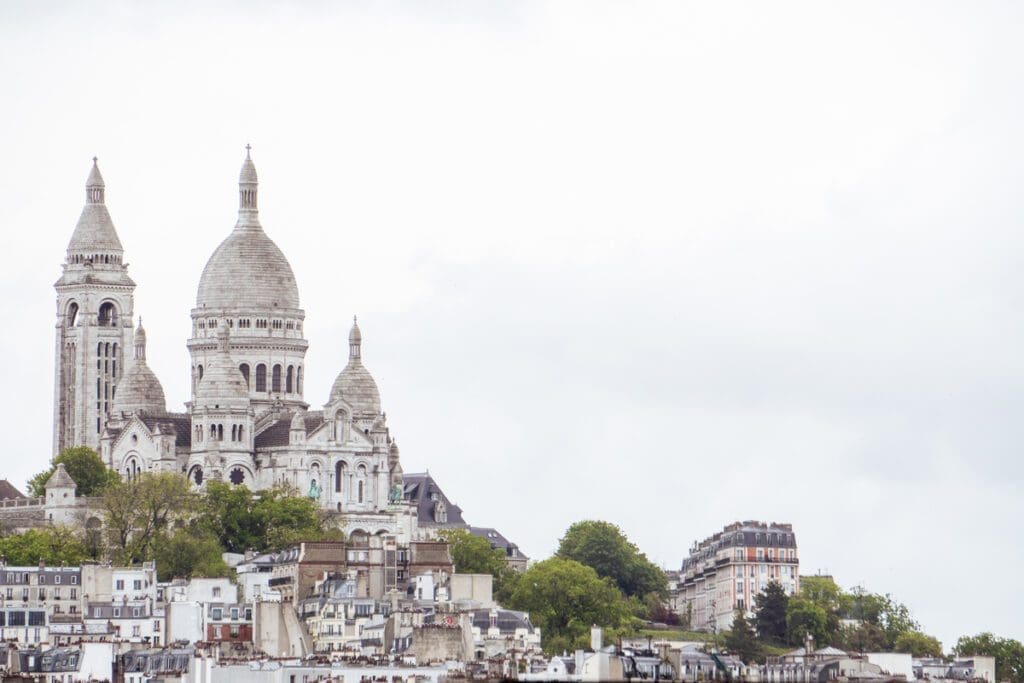 A wide shot of Montmartre in Paris.