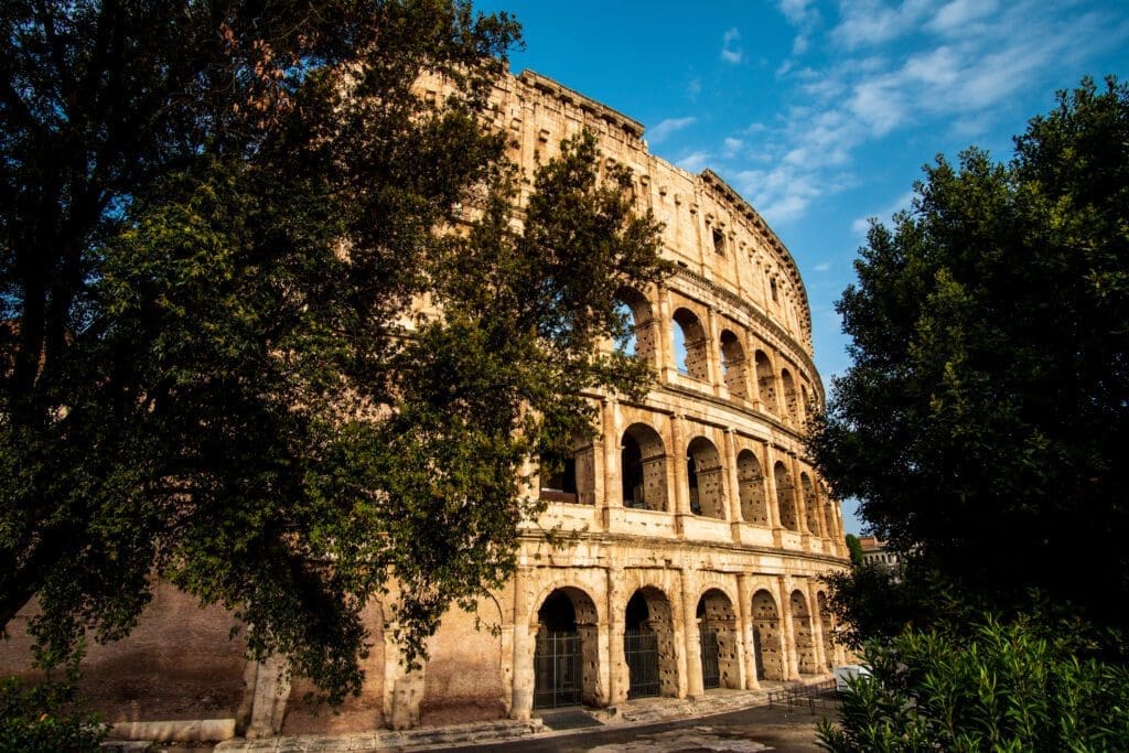 a view of the Colosseum near the metro station