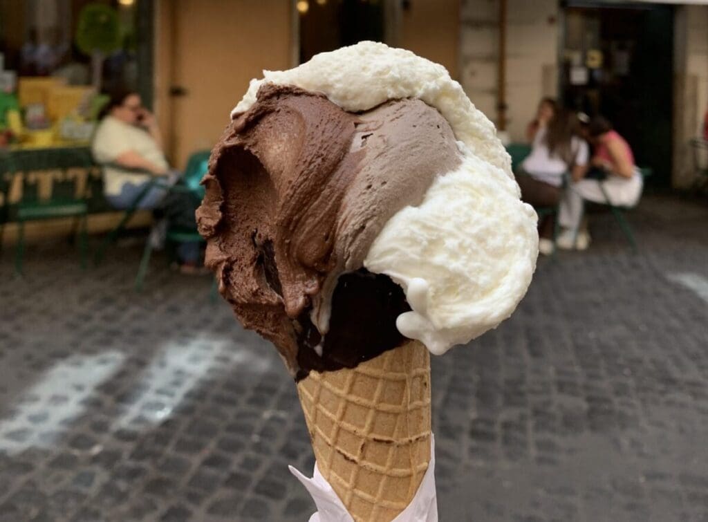 Gelato in rome with creme on top