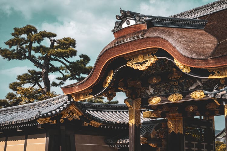 Golden designs cover the gate to the Nijo Castle